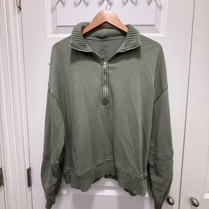 Aerie Sage Green Zip-Up Sweater